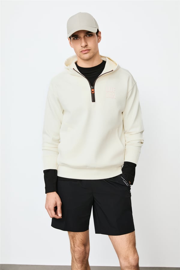 Lufian 112030216 Grayson Erkek Sweatshirt Kırık Beyaz