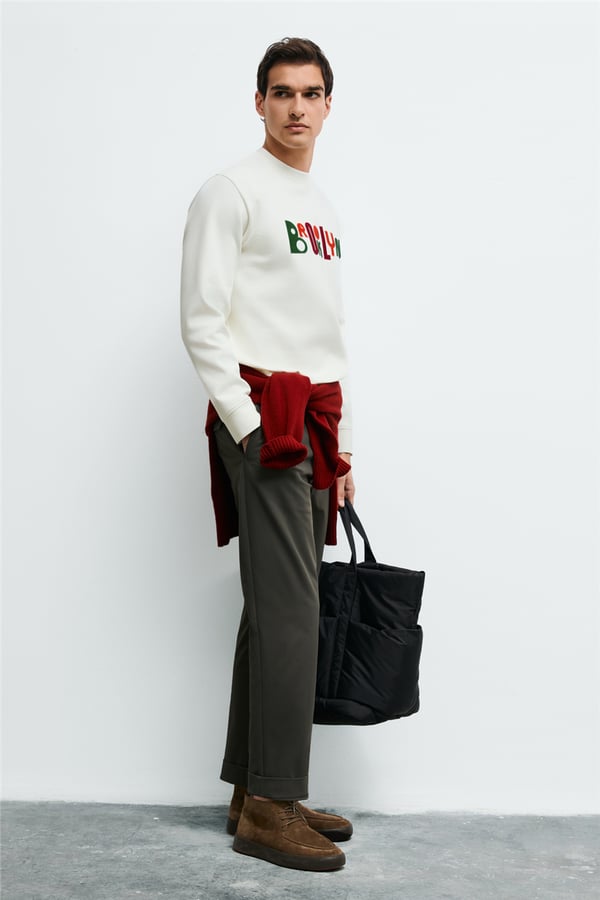 Lufian 112030262  Fınn Erkek Sweatshirt Kırık Beyaz