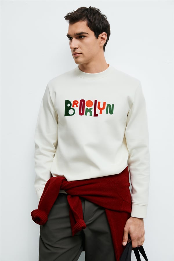Lufian 112030262  Fınn Erkek Sweatshirt Kırık Beyaz