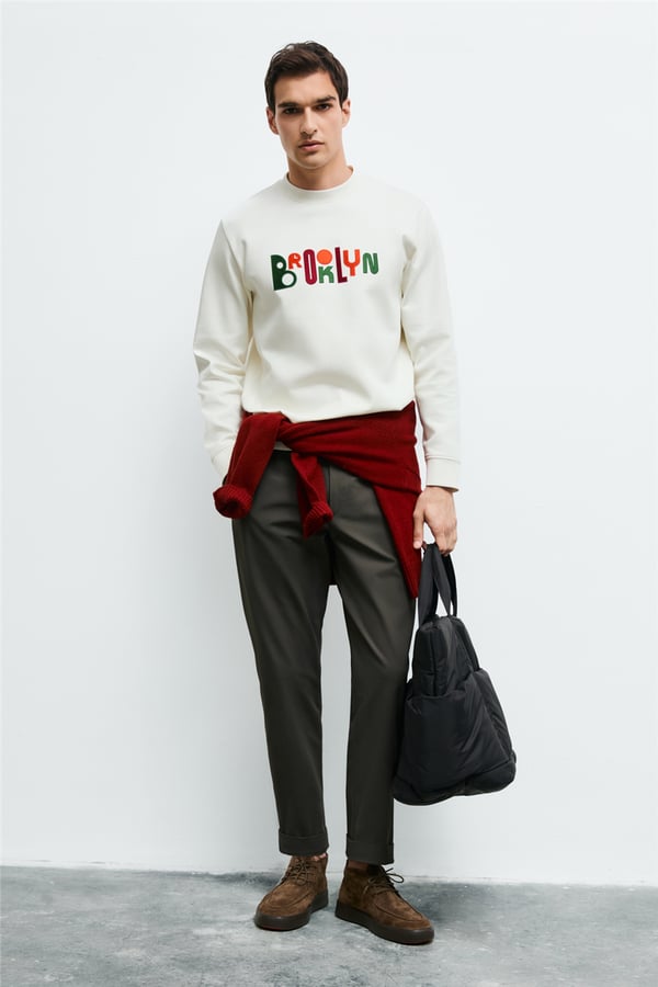Lufian 112030262  Fınn Erkek Sweatshirt Kırık Beyaz