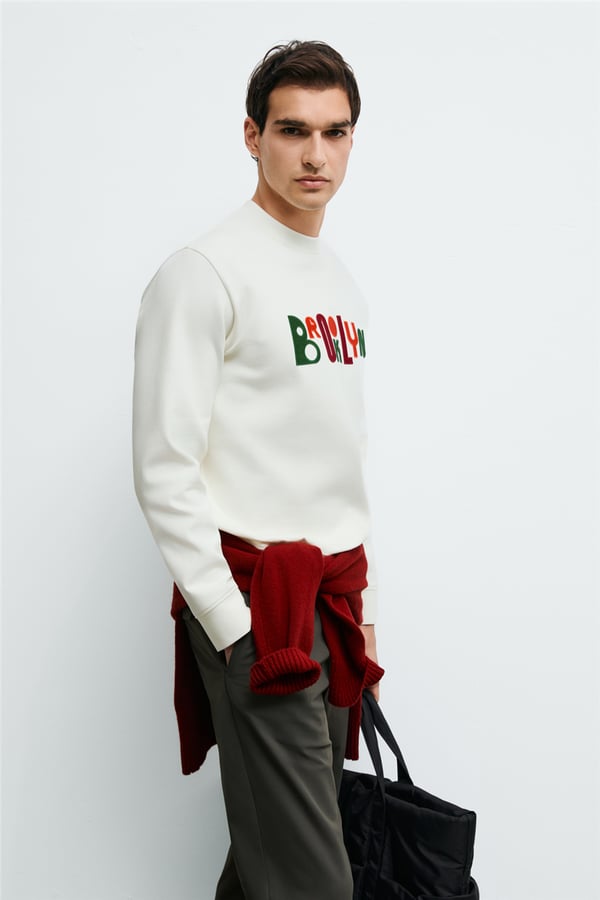 Lufian 112030262  Fınn Erkek Sweatshirt Kırık Beyaz