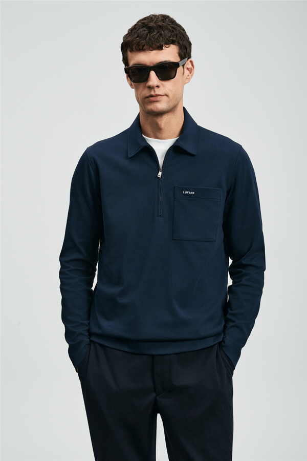 Lufian 112040043 Lucas Erkek Polo Tişört Koyu Lacivert