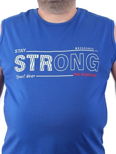 Büyük Beden Erkek Atlet Bisiklet Yaka Strong İndigo 22127-2