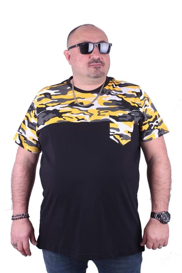 Mocgrande Büyük Beden Cepli Camouflage Erkek Tişört 23145 HARDAL