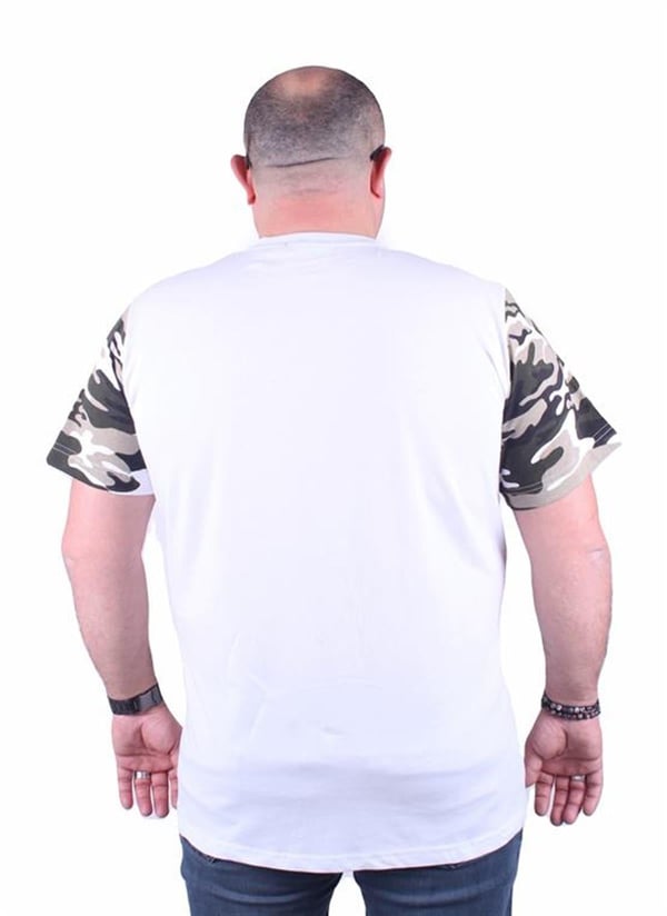 Mocgrande Büyük Beden Cepli Camouflage Erkek Tişört 23145 BEYAZ