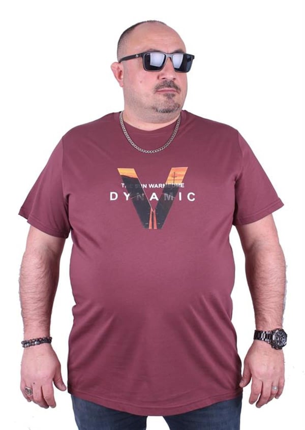 Mocgrande Büyük Beden Erkek Baskılı Tişört Dynamic 23133 Eflatun