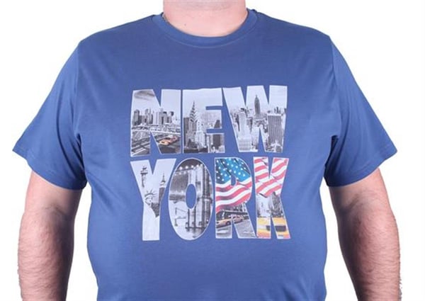 Mocgrande Büyük Beden Erkek Baskılı Tişört New York 23129 INDIGO