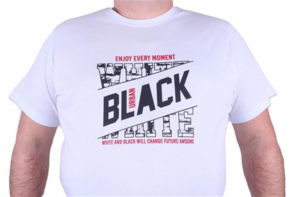 Mocgrande Büyük Beden Erkek Baskılı Tişört Black 23127 BEYAZ