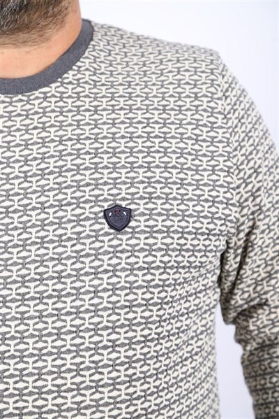 MocGrande Büyük Beden Erkek Bisiklet Yaka Sweatshirt 22715