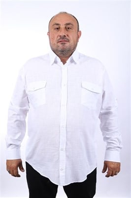 MocGrande Büyük Beden Erkek Giyim Çift Cep Kapaklı Uzun Kol 22312