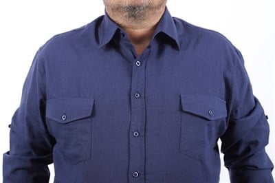 MocGrande Büyük Beden Erkek Giyim Çift Cep Kapaklı Uzun Kol 22312