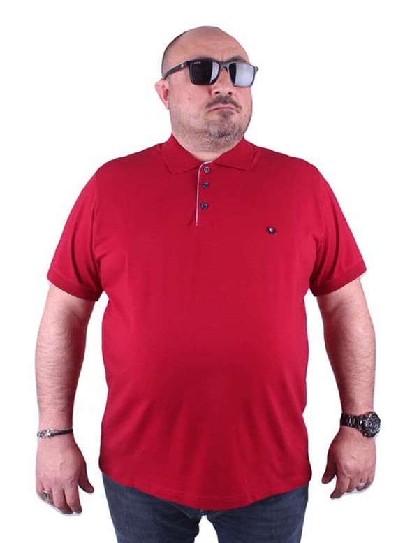 Mocgrande Büyük Beden Erkek Polo Tişört Klasik 23403 BORDO