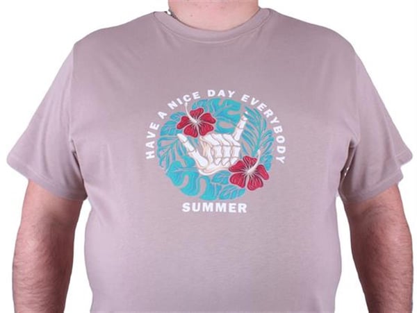 Mocgrande Büyük Beden Erkek Sıfır Yaka Tişört Summer 23119 TOPRAK