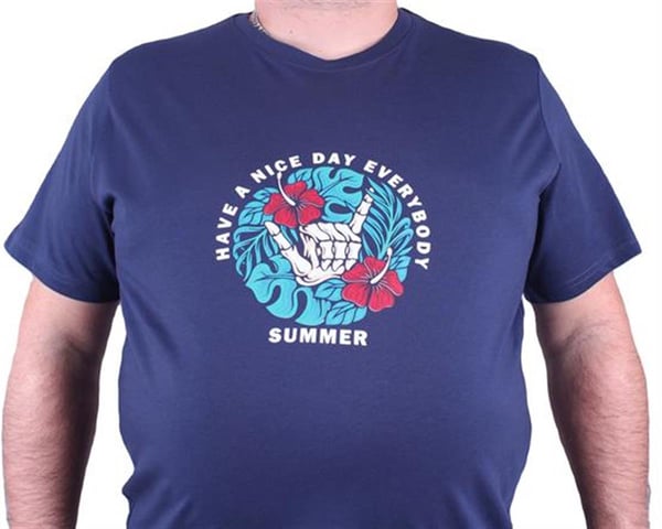 Mocgrande Büyük Beden Erkek Sıfır Yaka Tişört Summer 23119 Marin