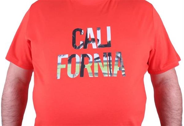Mocgrande Büyük Beden Erkek Sıfır Yaka Tişört California 23120 Nar Çiçeği