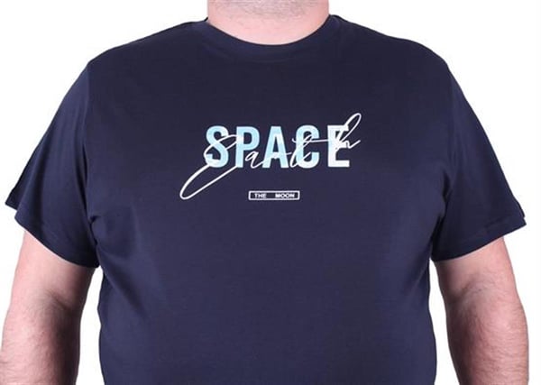 Mocgrande Büyük Beden Erkek Sıfır Yaka Tişört Space 23123 LACIVERT