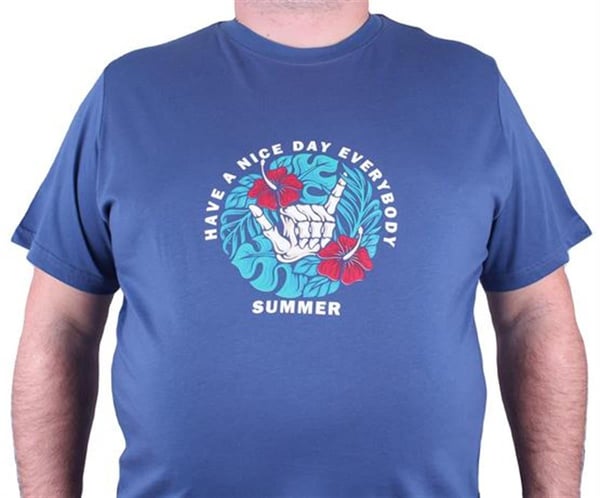 Mocgrande Büyük Beden Erkek Sıfır Yaka Tişört Summer 23119 INDIGO