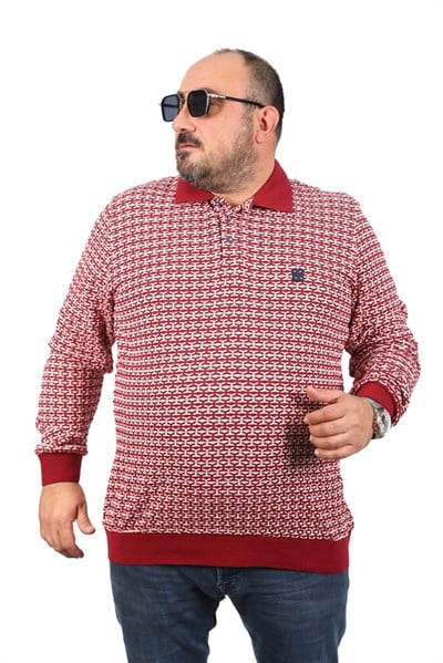 MocGrande Büyük Beden Erkek Sweatshirt Polo Yaka 22714