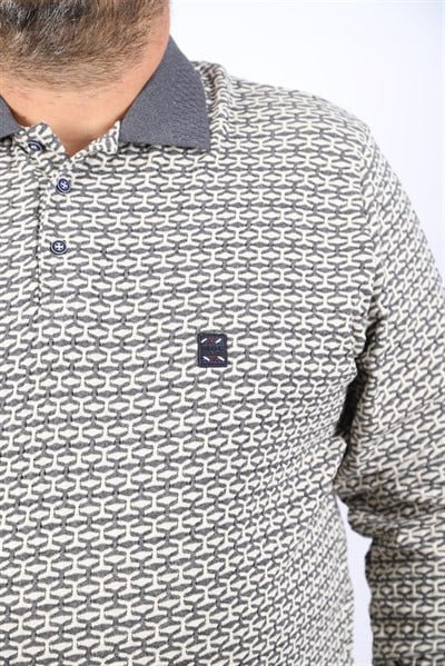 MocGrande Büyük Beden Erkek Sweatshirt Polo Yaka 22714