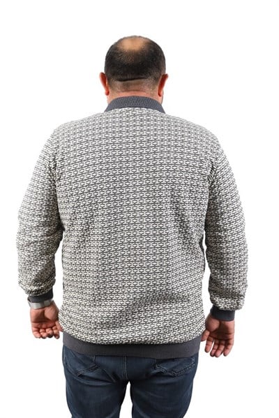 MocGrande Büyük Beden Erkek Sweatshirt Polo Yaka 22714