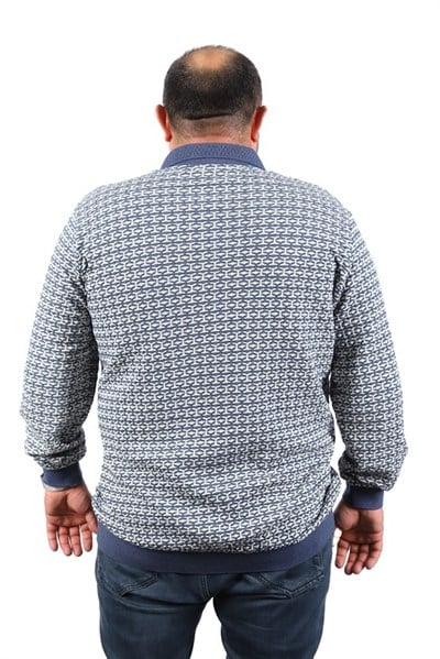 MocGrande Büyük Beden Erkek Sweatshirt Polo Yaka 22714