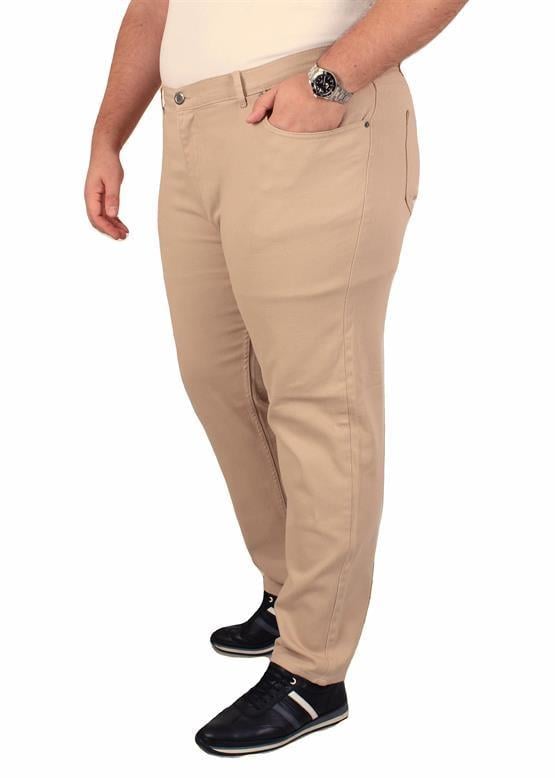 Mocgrande Büyük Beden Klasik 5 Cep Gabardin Pantolon 11915 BEJ