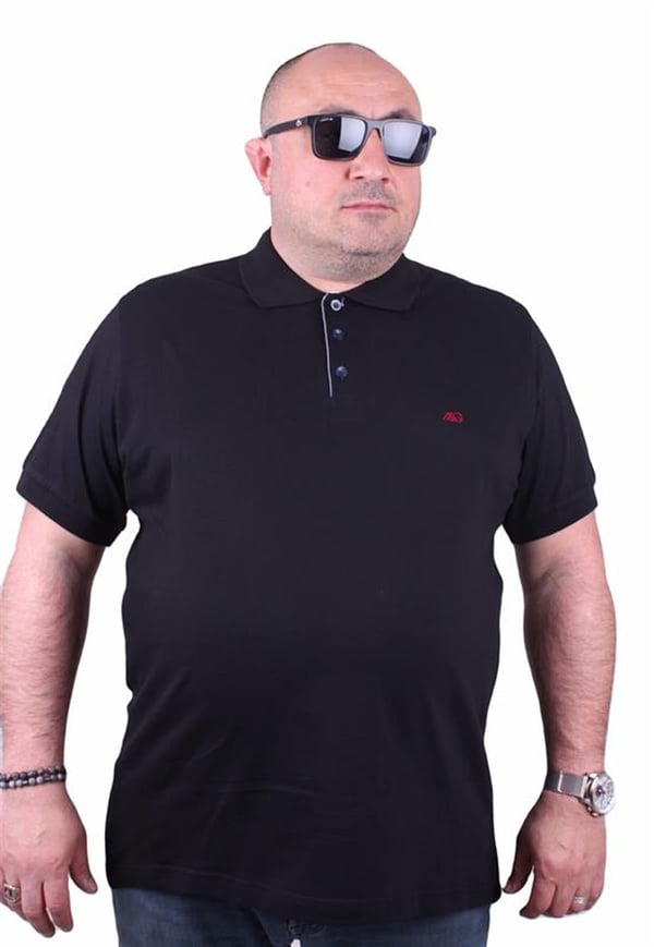 Mocgrande Büyük Beden Likralı Klasik Polo Tişört 11500 SIYAH