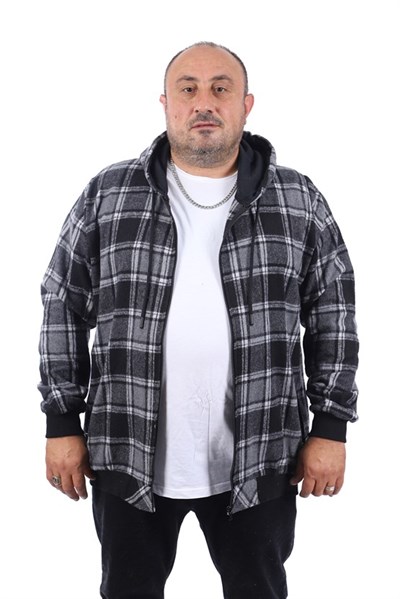 MocGrande Büyük Beden Oduncu Sweat Fermuarlı Cep 22201
