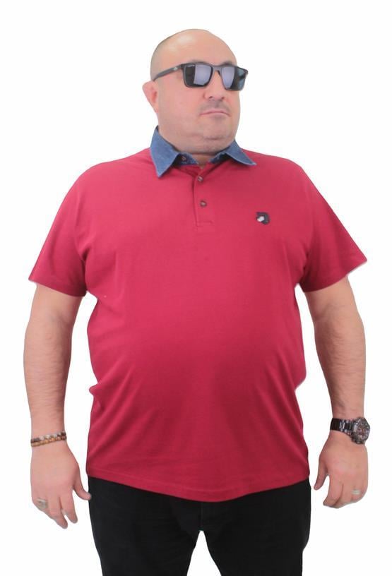 Mocgrande Büyük Beden Polo Kot Yaka Tişört 23420 BORDO