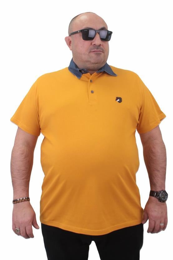 Mocgrande Büyük Beden Polo Kot Yaka Tişört 23420 HARDAL