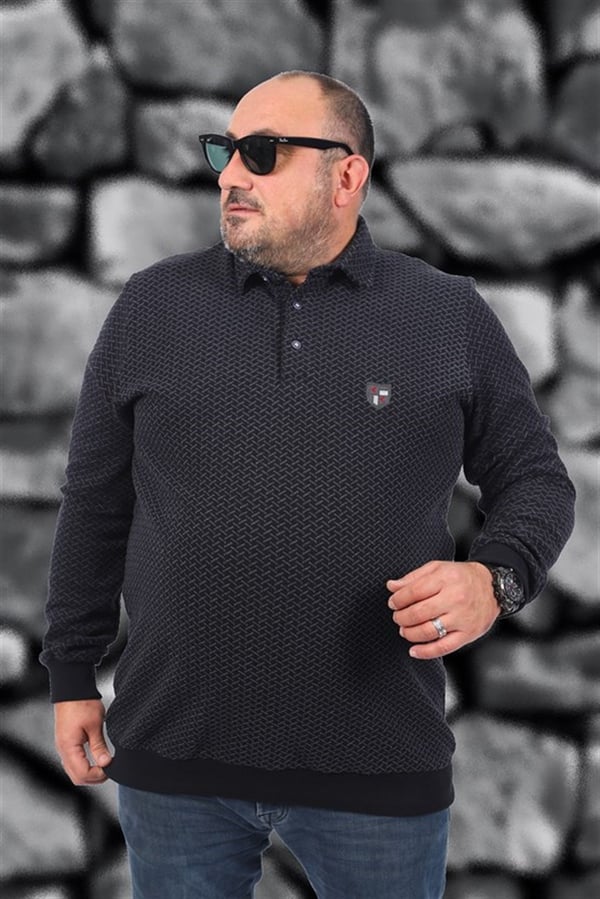 MocGrande Büyük Beden Polo Yaka Sweat İmpact MC 22717