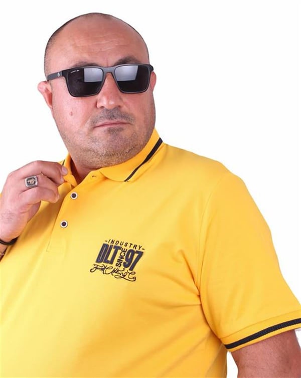 Mocgrande Büyük Beden Polo Yaka Tişört Ninety Seven 23417 SARI