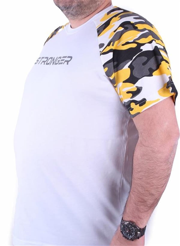 Mocgrande Büyük Beden Raglan Sleeve Camouflage Erkek Tişört 23146 HARDAL