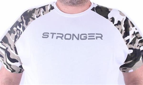 Mocgrande Büyük Beden Raglan Sleeve Camouflage Erkek Tişört 23146 BEYAZ