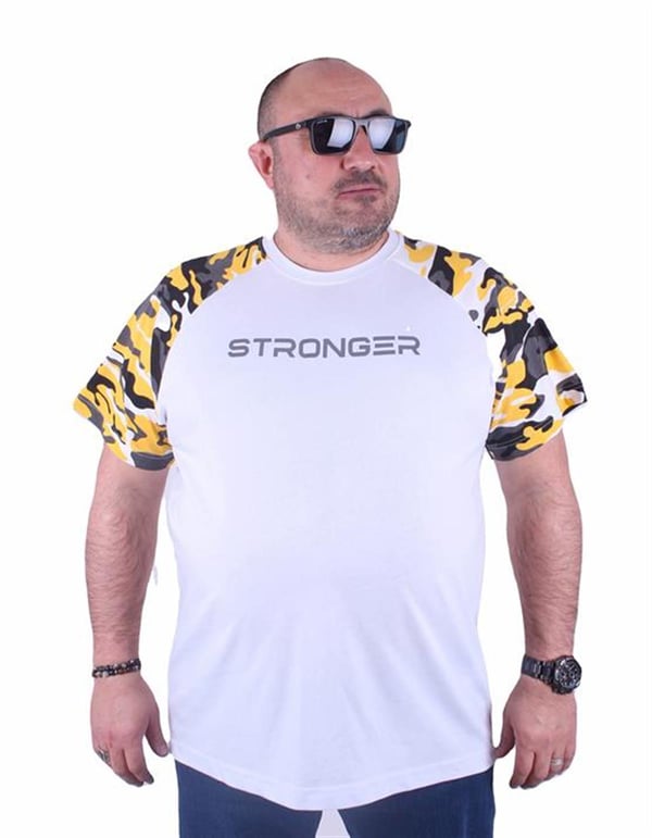 Mocgrande Büyük Beden Raglan Sleeve Camouflage Erkek Tişört 23146 HARDAL