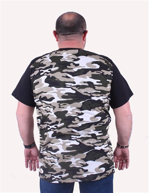 Mocgrande Büyük Beden Shoulder Line Camouflage Erkek Tişört 23147 HAKI