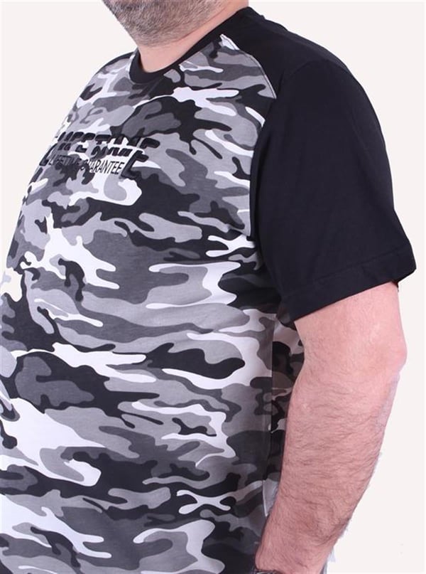 Mocgrande Büyük Beden Shoulder Line Camouflage Erkek Tişört 23147 FUME