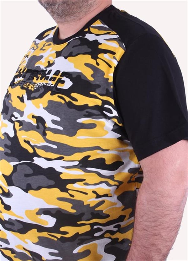 Mocgrande Büyük Beden Shoulder Line Camouflage Erkek Tişört 23147 HARDAL