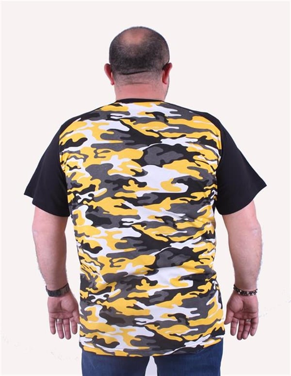 Mocgrande Büyük Beden Shoulder Line Camouflage Erkek Tişört 23147 HARDAL