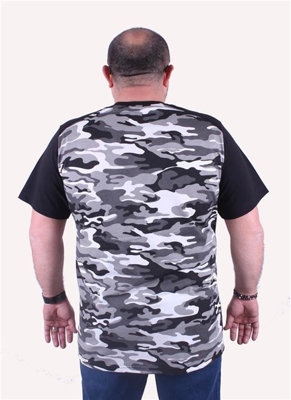 Mocgrande Büyük Beden Shoulder Line Camouflage Erkek Tişört 23147 FUME