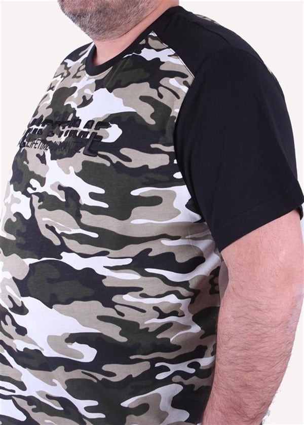 Mocgrande Büyük Beden Shoulder Line Camouflage Erkek Tişört 23147 HAKI