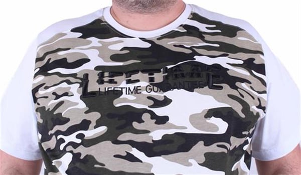 Mocgrande Büyük Beden Shoulder Line Camouflage Erkek Tişört 23147 BEYAZ