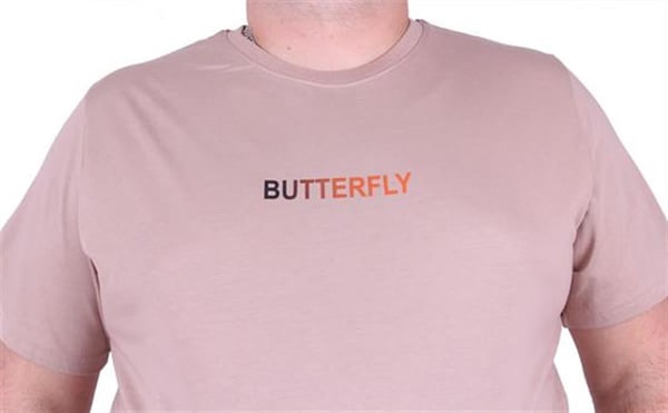 Mocgrande Büyük Beden Sıfır Yaka Tişört Butterfly 23107 BEJ