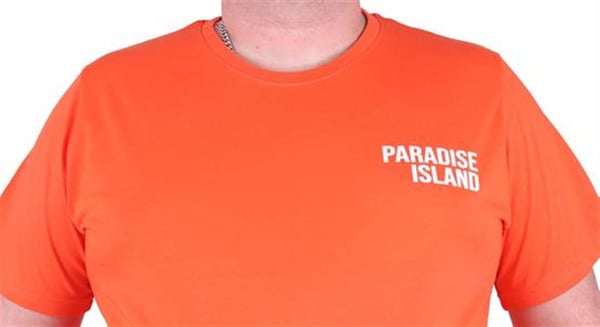 Mocgrande Büyük Beden Sıfır Yaka Tişört Paradise İsland 23103 TURUNCU