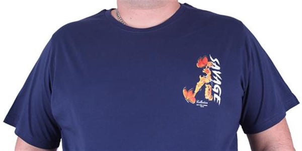Mocgrande Büyük Beden Sıfır Yaka Tişört Savage 23101 Marin