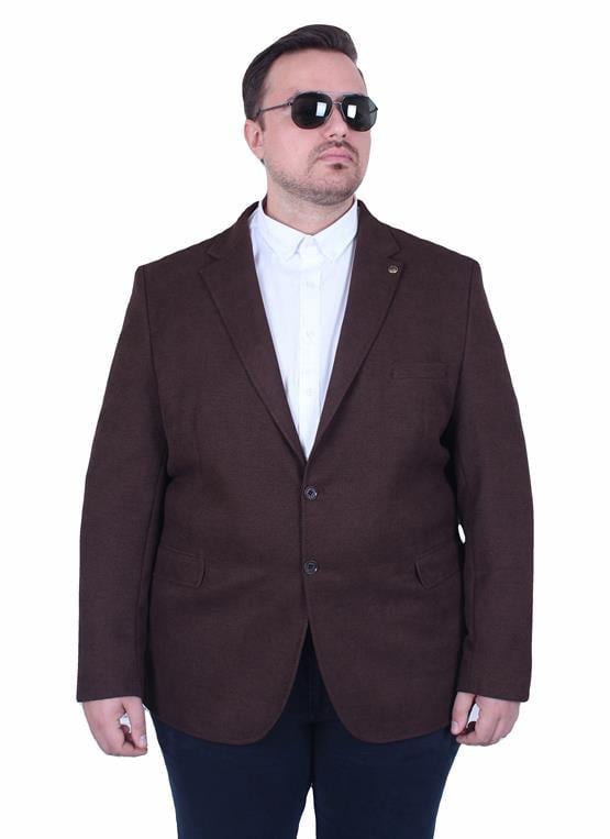 Mocgrande Erkek Büyük Beden 4 Drop Blazer Şönili Ceket 500602 KAHVERENGİ