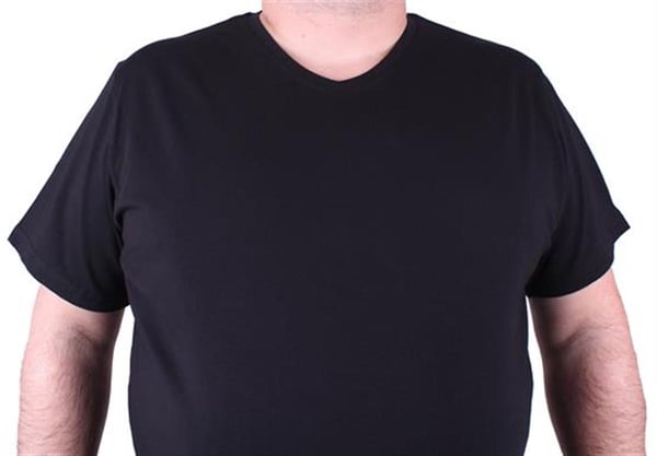 Mocgrande Erkek Büyük Beden Likralı Basic V Yaka Tişört 11170 SIYAH