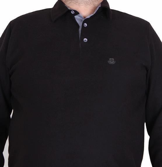MocGrande Erkek Büyük Beden Polo Yaka Sweat Orjinal 24409 SIYAH