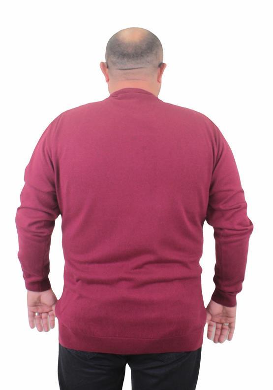 Mocgrande Erkek Büyük Beden Sıfır Yaka Basic Triko Kazak 23750 BORDO