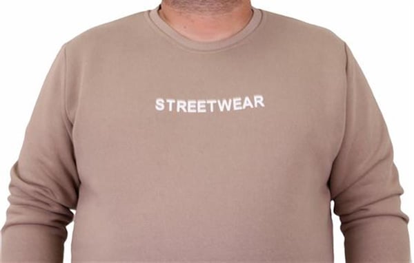 Mocgrande Erkek Büyük Beden Sıfır Yaka Sweat Streetwear 23206 TOPRAK